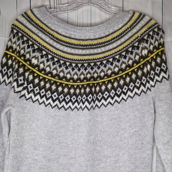 Cynthia Rowley Wool Blend Grey Fair Isle Sweater Dress - Women's M - Picture 9 of 14